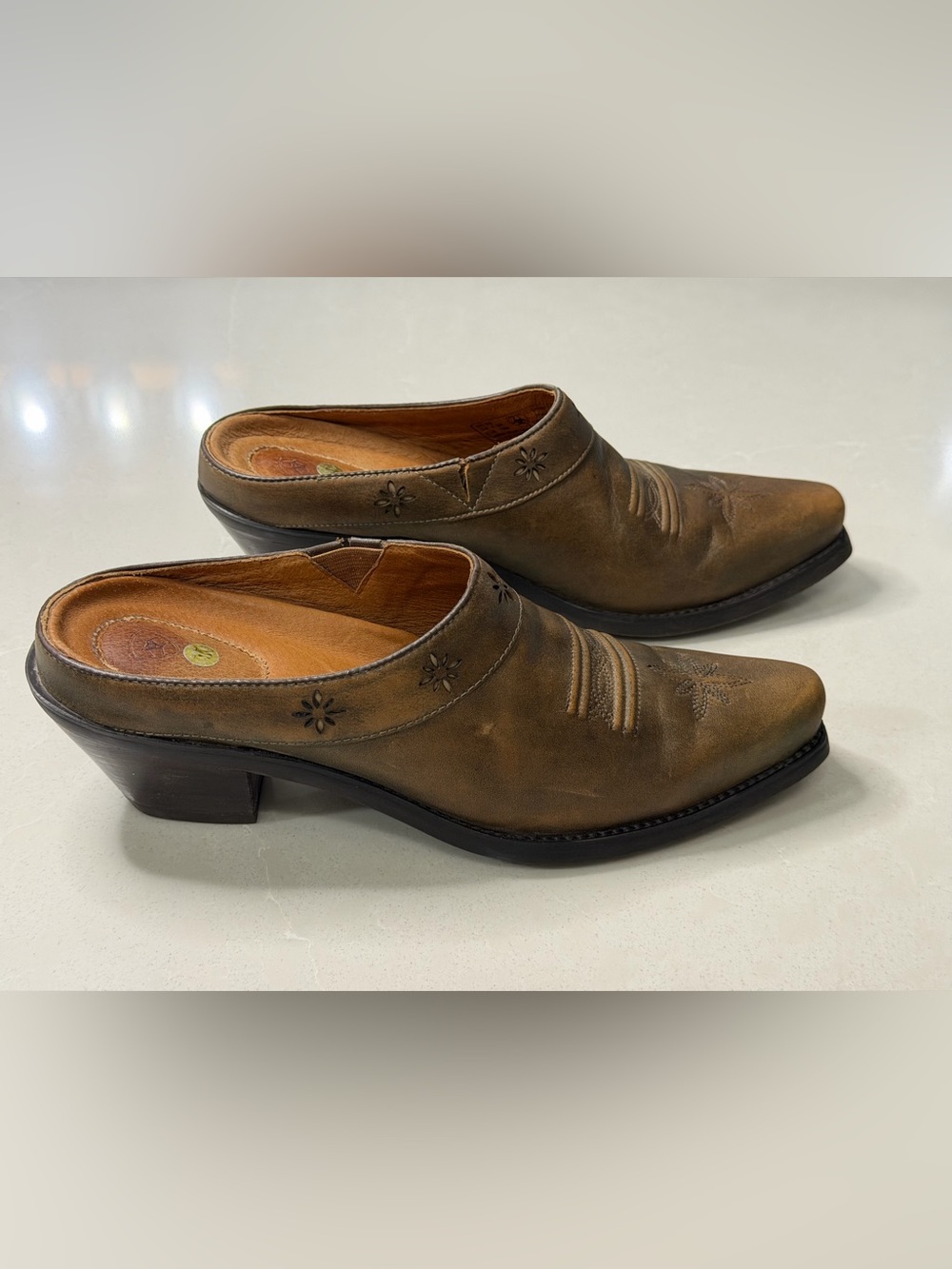 Ariat Desert Star 13329 Brown Leather Western Mules Clogs Women’s Size 8B
